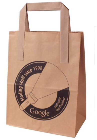 Flat Tape Handle Brown Paper Bags - Large