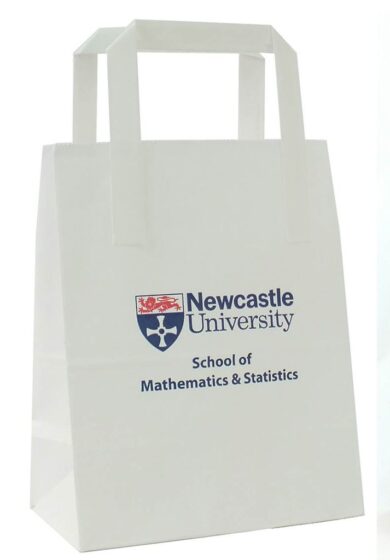 Flat Tape Handle White Paper Bags - Small